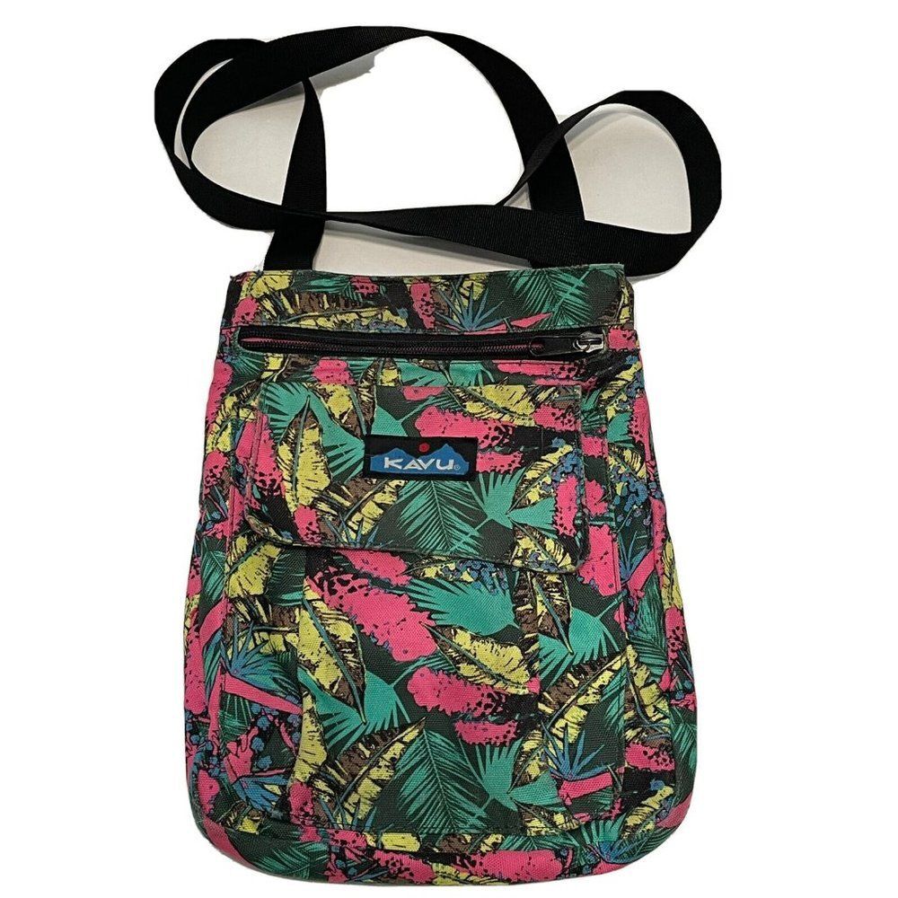 Kavu Crossbody Bag Purse Tropical Green Pink Yellow Bright Colorful Festival